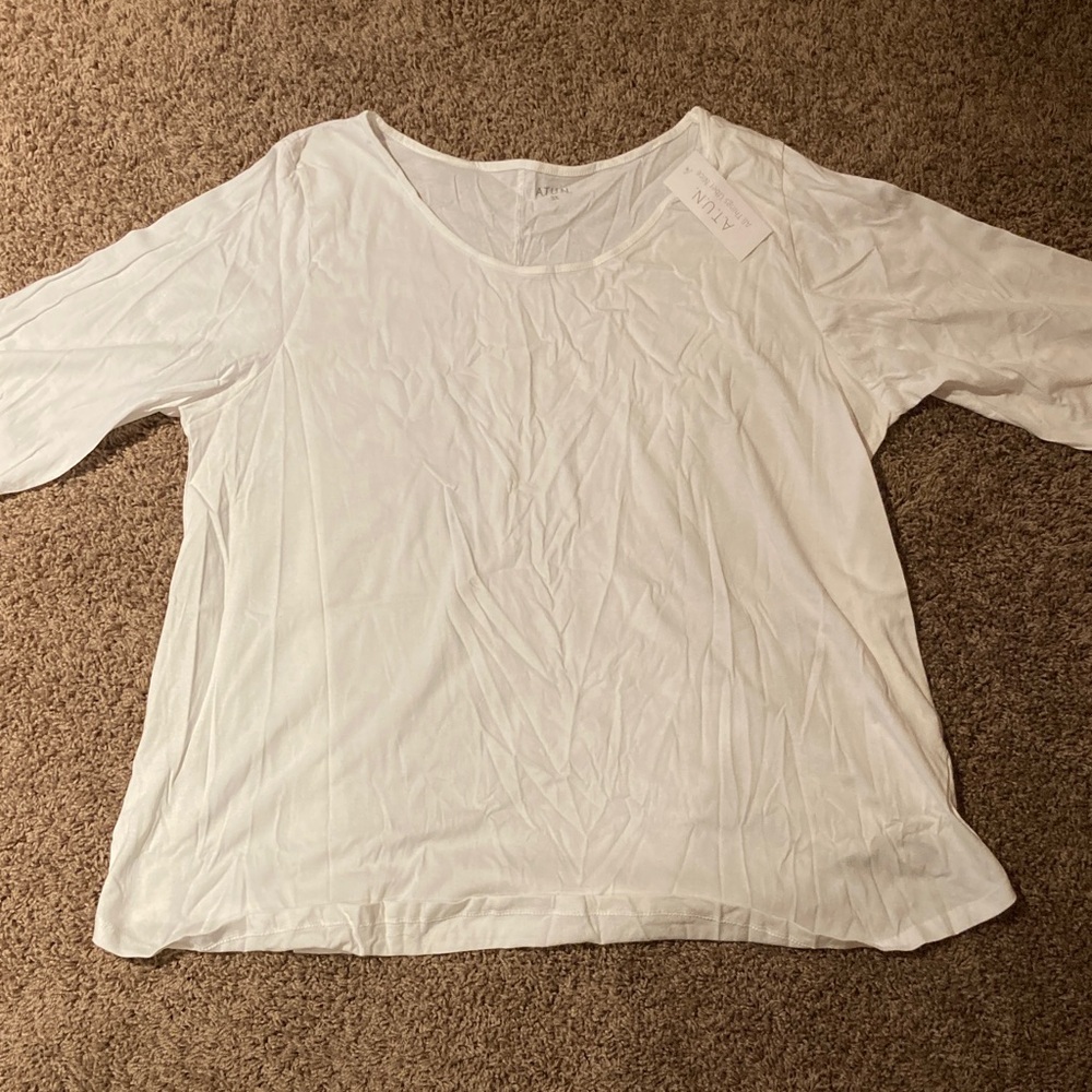 ATUN Women’s Classic White Long Sleeve Top Size 3X New with Tags